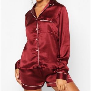 Red silk pajama set
